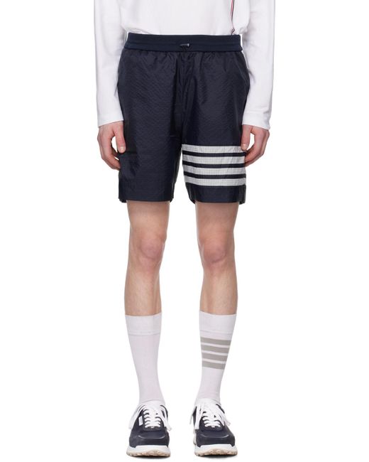 Thom Browne Black Navy 4-bar Shorts for men