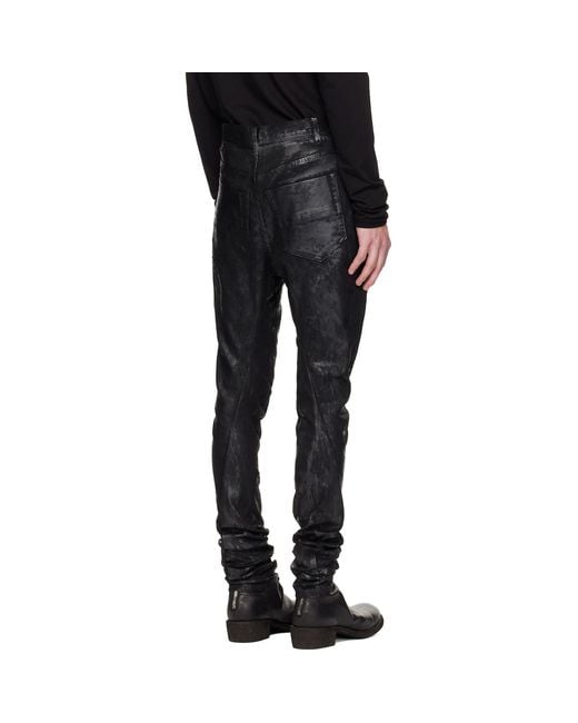 Julius Black Coated Bending Skinny Jeans for men