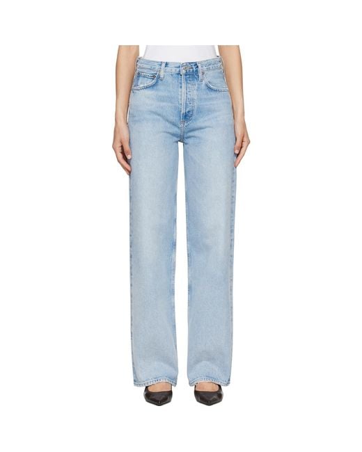Agolde Blue Ren High Rise Wide Leg Jeans
