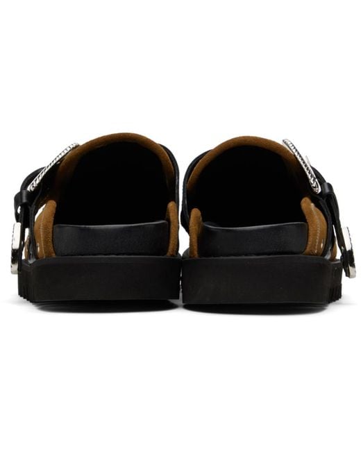 Toga Virilis Black Ssense Exclusive Tan Eyelet Metal Sabot Loafers for men