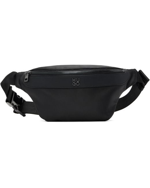 HUGO Black Stacked Logo Belt Bag for men