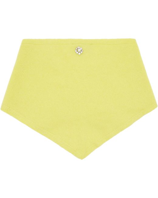 Simone Rocha Yellow Embellished Cashmere Neckerchief Scarf
