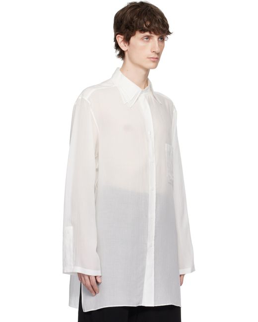 メンズ Yohji Yamamoto ホワイト 60 Cellulose Loan Triple Collar シャツ White