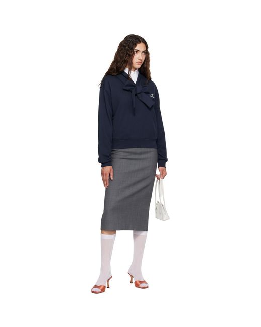 ShuShu/Tong Blue Tie Front Bow Hoodie