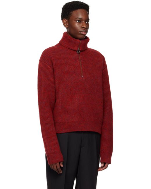 Wooyoungmi Red Half-zip Sweater for men