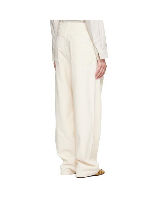 Rohe White Off- Bruun Signature Baggy Corduroy Trousers