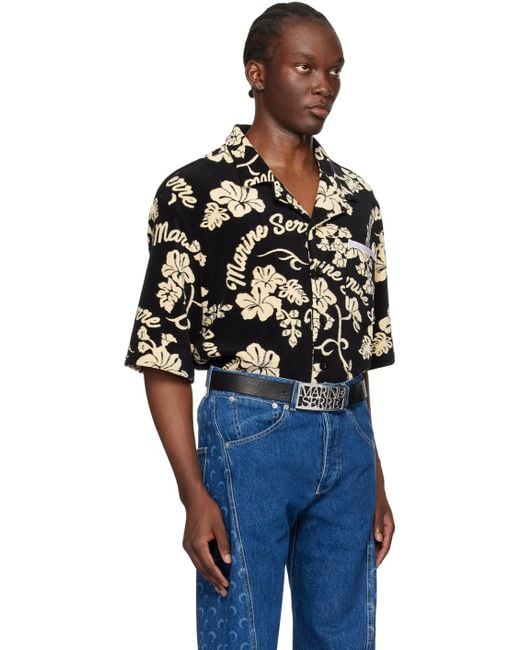 MARINE SERRE Black Jacquard Shirt for men