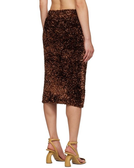 Dries Van Noten Brown Tinsel Midi Skirt