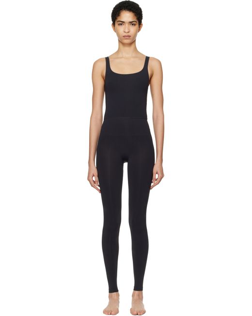Skims Black Soft Smoothing Seamless Cat Jumpsuit