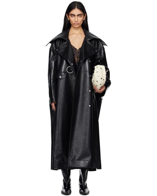 Nanushka Black Teca Regenerated Leather Trench Coat