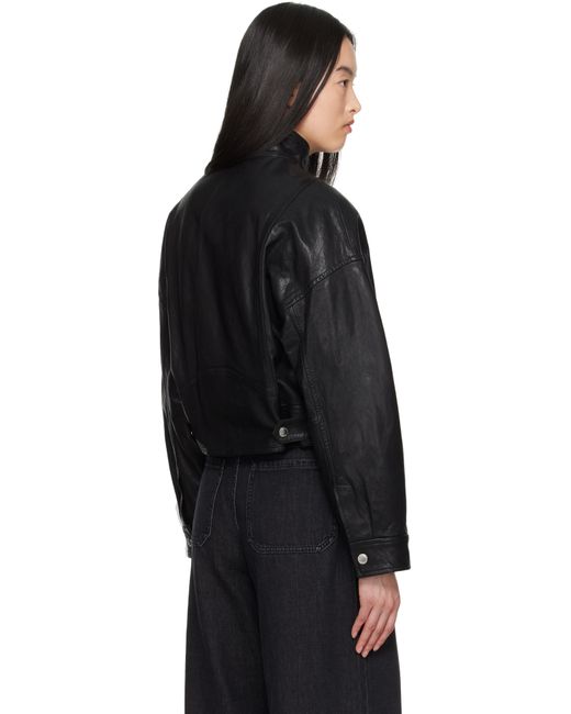 Weekend by Maxmara ブラック Angel レザー ボンバージャケット Black