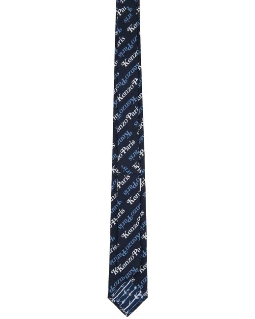 KENZO Black Navy Paris Gram Tie for men