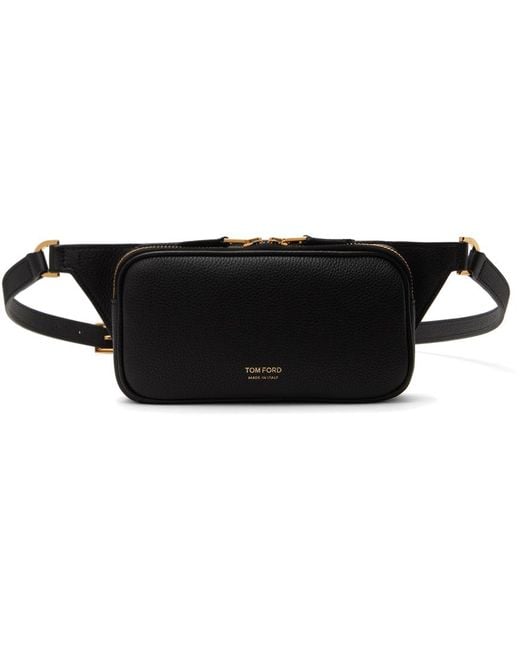 メンズ Tom Ford ブラック レザー ジップポーチ Black