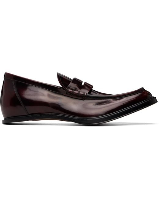 Maison Margiela Black Burgundy Heel-Less Loafers for men