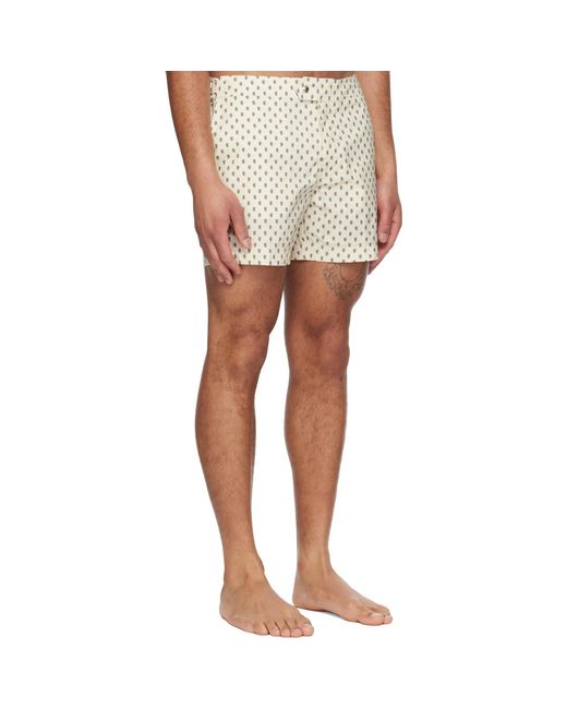 Tom Ford White Off- Paisley Print Nylon Swim Shorts for men