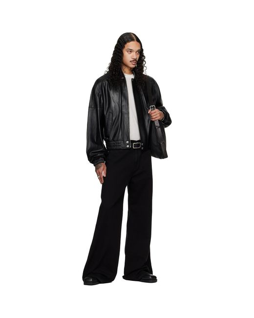 Lu'u Dan Black Blouson Leather Jacket for men