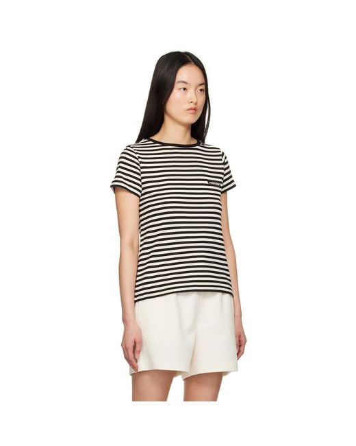 Moncler Black Off- & Striped T-Shirt