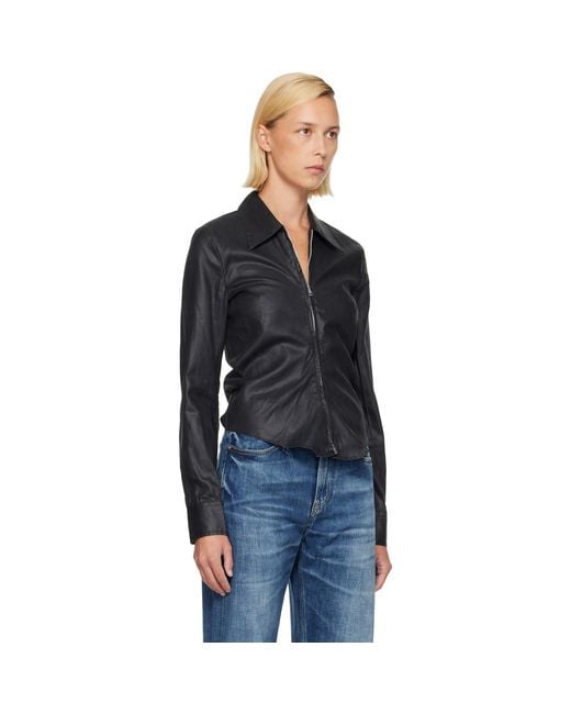 Our Legacy Black Slim Zip Shirt