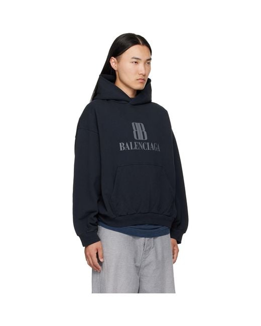 Balenciaga Blue Logo Hoodie for men