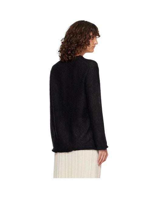 Totême Black Long Open Weave Knit Sweater