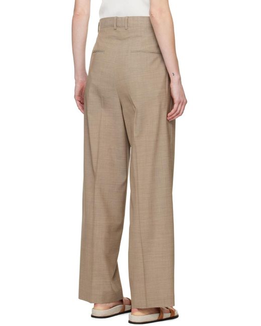 Auralee Natural Taupe Pleated Trousers