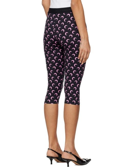 MARINE SERRE Black Recycled Moon Jersey Capri Leggings