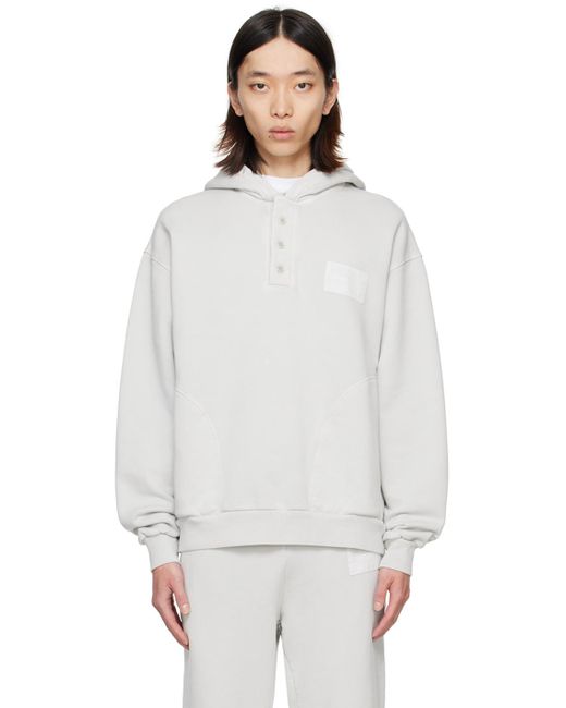 Moschino White Gray Buttoned Hoodie for men