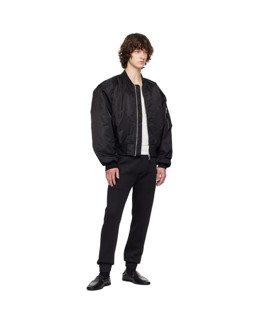 Entire studios Black Cropped Broad Bomber Jacket for men