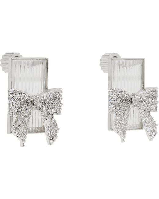 ShuShu/Tong Black Yvmin Edition Bow-Adorned Square Glass Stud Earrings