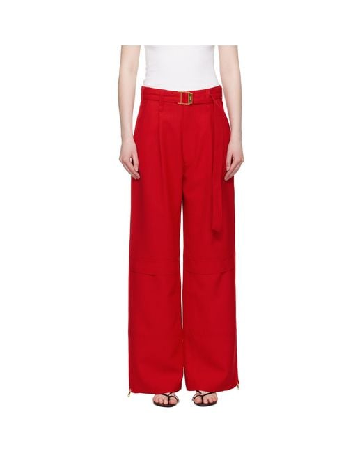 AMI Red Wool Cargo Pants