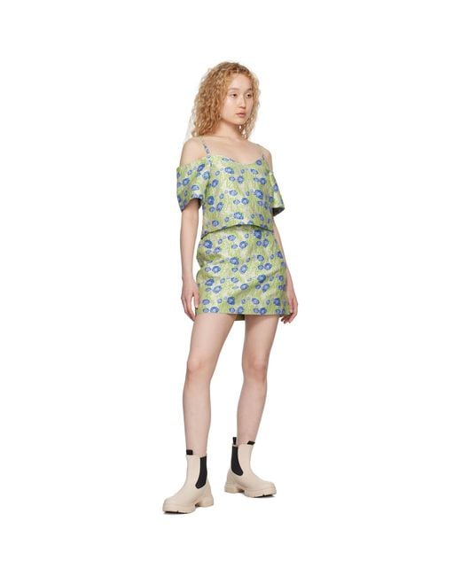 Ganni Multicolor Gray 3d Miniskirt