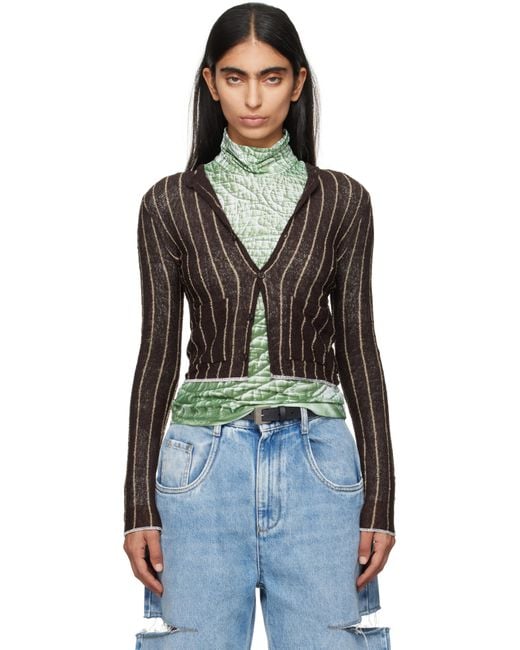 MM6 by Maison Martin Margiela Black Pinstripe Cardigan