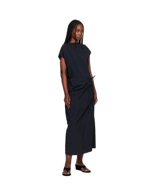 LE17SEPTEMBRE Black Asymmetrical Draped Midi Dress