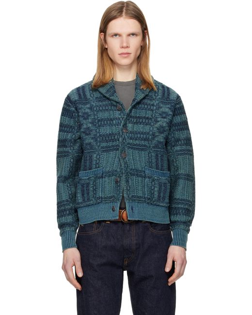 RRL Blue Shawl Cardigan for men