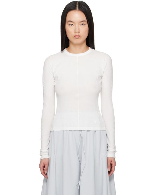 Y-3 White Fitted Long Sleeve T-Shirt