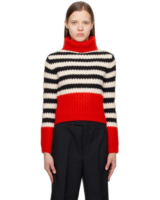 Gucci Red gg Stripe Turtleneck | Lyst