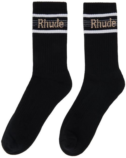 Rhude Black Stripe Sport Socks for men
