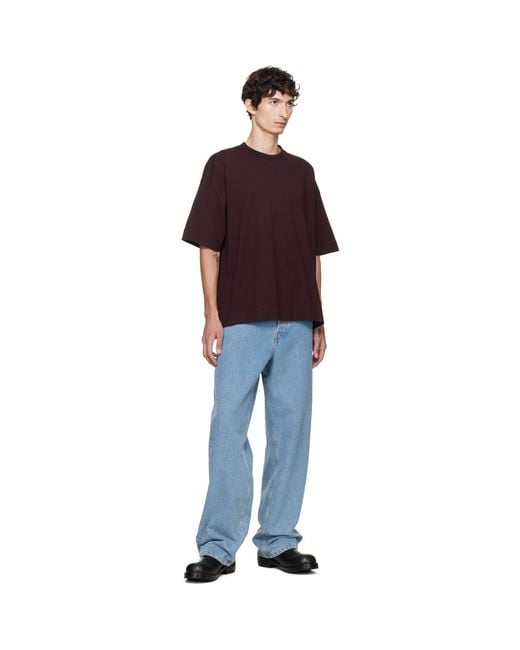 Dries Van Noten Red Burgundy Dropped Shoulder T-Shirt for men