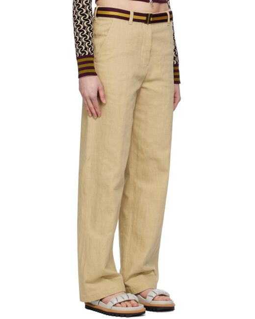 Dries Van Noten Natural Belted Trousers