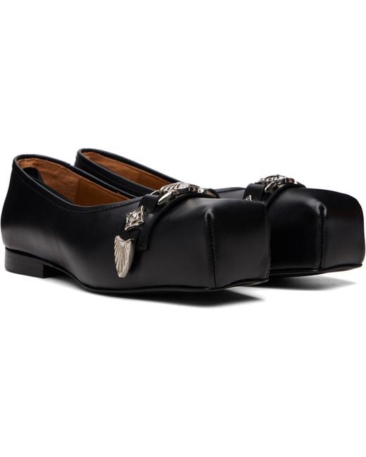 Toga Black Leather Ballerina Flats