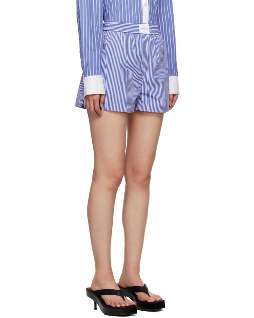 T By Alexander Wang Blue Striped Boy Shorts