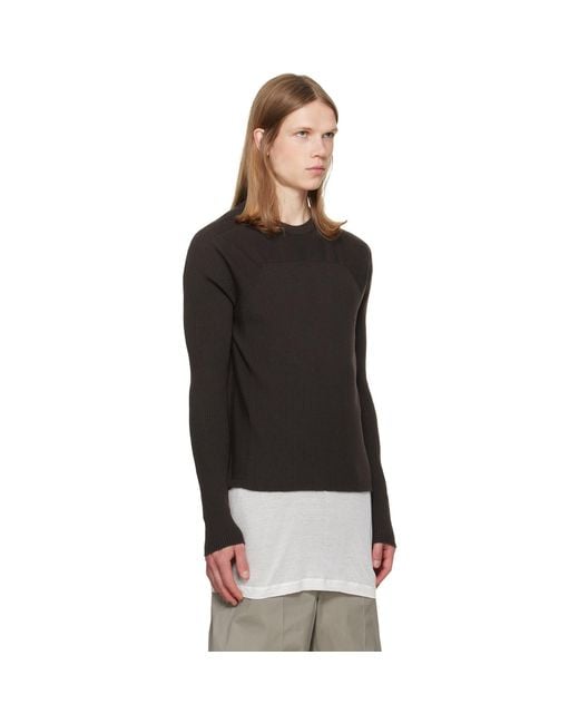 Rick Owens Black Tower Ribbed Geo Sweater for men