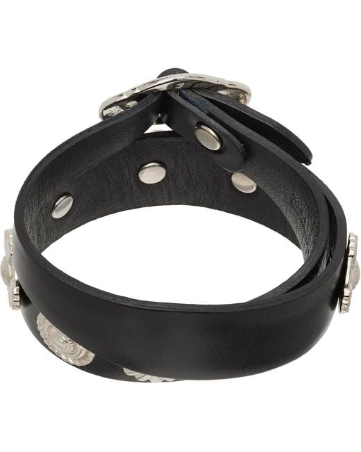 Toga Black Double Leather Bangle Bracelet