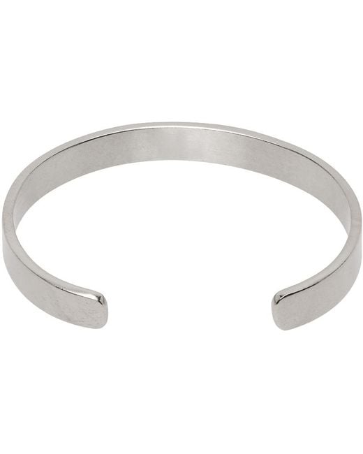Maison Margiela Black Silver Logo Cuff Bracelet for men