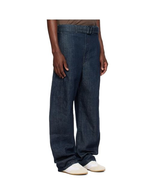 Lemaire Blue Twisted Belted Jeans for men