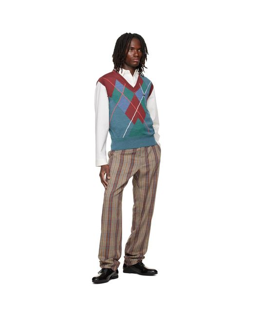 Vivienne Westwood Blue Burgundy & Argyle Vest for men