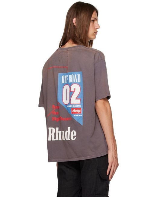 Rhude Purple Gray '02' T-shirt for men