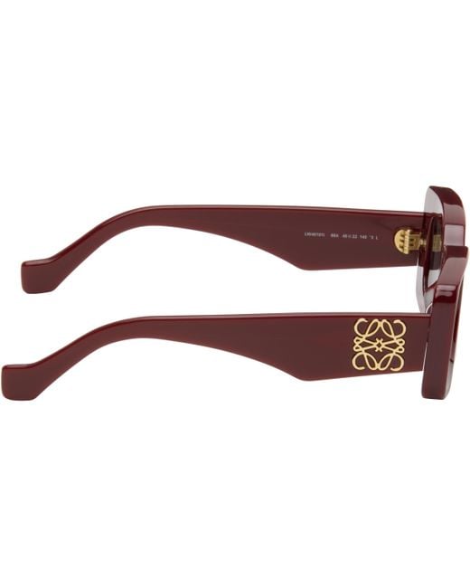 Loewe Black Burgundy Rectangular Sunglasses