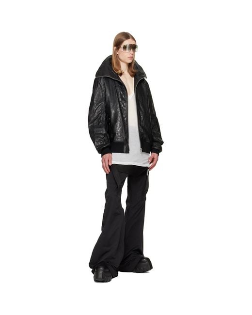 Rick Owens Black Tower Dracuflight Leather Jacket for men