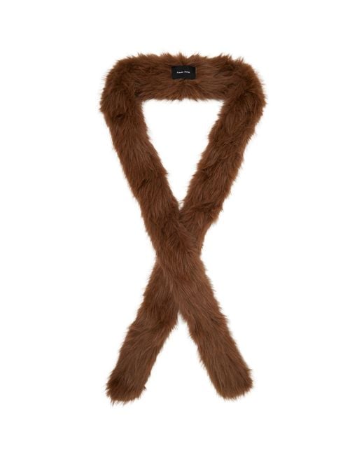 Simone Rocha Brown Skinny Faux Fur Scarf